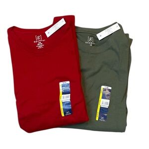 George Long Sleeve Tees in Red and Olive x2 Cotton NWT Size Large
